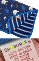 Gymboree Polar Bear Penguin Seal Baby Blanket Blue Stripe Vintage RAINBOW TAG - $467.14