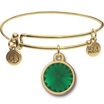 Goldtone Bangle Bracelet and Swarovski May Charm - £11.06 GBP