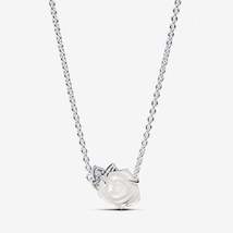 2024 Mother&#39;s Day 925 Sterling Silver White Rose in Bloom Collier Necklace 45CM - £19.93 GBP