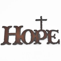 Rustic Ironwerks Hope Cross Christian Religious Rusted Metal Cutout Magnet - $9.89