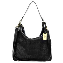 AURA Italian Made Genuine Black Pebbled Leather Large Hobo Shoulder Bag ... - $356.85
