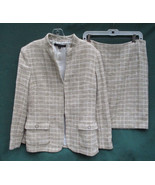 Anne Klein 2 Piece Beige Plaid Tweed Blazer Skirt Suit Sz 14 Petite NEW ... - £29.89 GBP