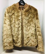 Dennis Basso Gold Faun w Faux Leather Trim Waist Length Jacket Zip Front... - £50.84 GBP