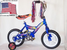 Bike Child Blue 12 In. With Adj.Training Wheels+Free Usa 3X5&#39; Flag - £47.00 GBP