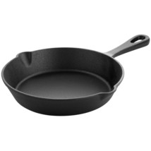 MegaChef 8 Inch Round Preseasoned Cast Iron Frying Pan in Black - $49.78