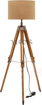 Vintage Classic Teak Wood Tripod Floor Lamp Nautical Floor Shade Lamp Ho... - $95.21