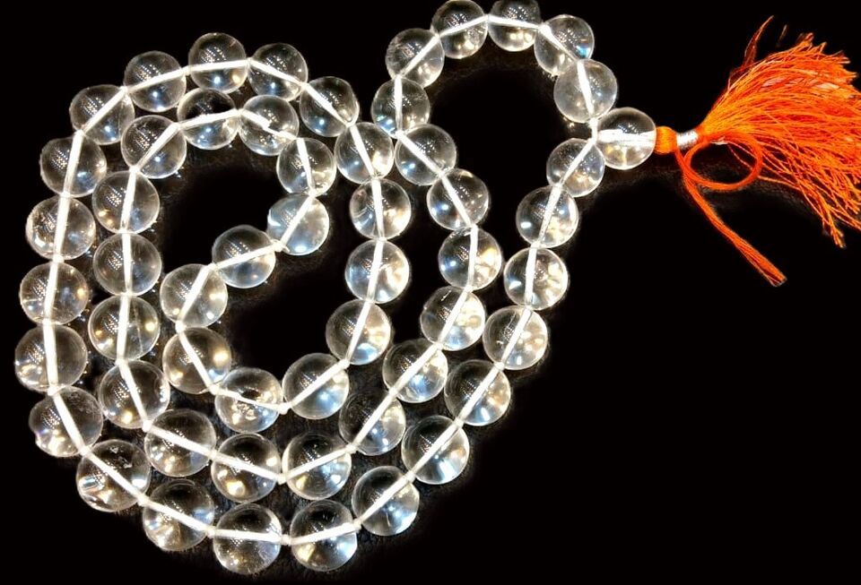 Rare Big Size Sphatik / Quartz Crystal Round Bead Kantha Mala : 54+1 - C... - $224.21+