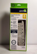 Leviton S1000-PS 6-Outlet Surge Protector Strip With LED Indicator Lights Beige - £31.52 GBP