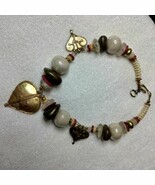 MVK necklace Marie Victoire Kamer iridescent ball beaded with gold heart... - $60.00
