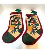 Vintage 98 Tender Heart Treasures 3D 17&quot; Christmas Stockings Bells Teddy... - £22.31 GBP