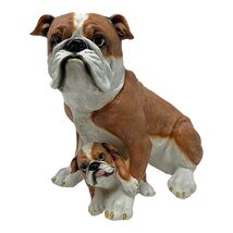 Bulldog with Puppy Figurine 9.75 Inches Tall Resin - $39.98