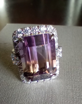Anahi Ametrine And Moissanite 14.4ct Ring Sterling Size 8 - £134.74 GBP