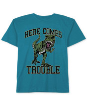 Jem Little Boys Dinosaur Graphic-Print Cotton T-Shirt Turquoise Size 7 NWT - £6.44 GBP