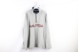 Vintage Nautica Mens XL Distressed Spell Out Half Zip Pullover Sweatshirt Gray - £28.46 GBP