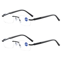 2PK Mens Anti Blue Light Blocking Rimless Reading glasses Spring Hinge Readers - £10.06 GBP