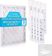 Reusable Frame Air Filter 16x20x1,UBeesize MERV 8 MPR 600 AC/HVAC Furnace Air - £41.42 GBP