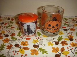 Yankee Candle Pumpkin Face Glass Votive Holder &amp; Sampler Trick Or Treat Votive - £23.11 GBP