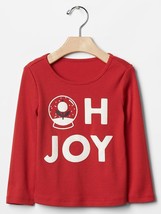 Gap Baby Girls Red Graphic Christmas Long Sleeve Sparkling Cotton T-shirt 5 5T - £11.10 GBP