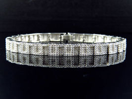 12Ct Round Cut Diamond 14K White Gold Finish Station Men&quot;s Vintage Bracelet - £195.05 GBP