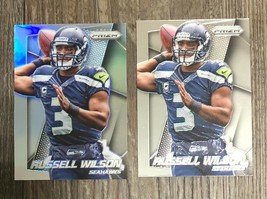 Russell Wilson - 2014 Panini Prizm Silver Refractor &amp; Base Card #138 Lot - £32.57 GBP