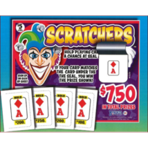 Scratchers one-window pull tab game with 210 cards at $5.00 each - $109.00
