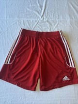 Mens Adidas Bright Red Football Shorts Unlined Size L W/ Drawstring - £12.16 GBP