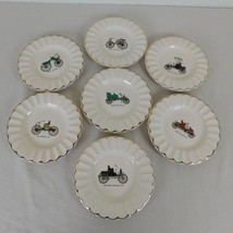 Lot of 7 Porcelain Antique Car Display Plates Gold Trim Ashtray 6 inch diameter - £10.86 GBP