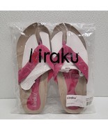 New Kiraku Sandals Womens Size 9 Pink Leather / Suede Flip Flop Thong - $34.55