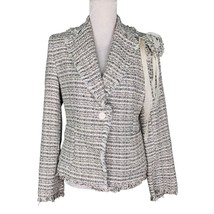 Anne Carson Silk Blend Blazer M Black White Plaid New - £26.78 GBP