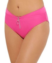 Hula Honey Juniors Zippered High-Waist Bikini Bottoms Size X-Large Color Pink - £14.57 GBP