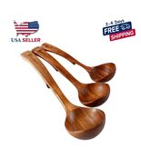 3 Pcs Wood Ladle Set Wooden Soup Spoons with Comfortable Back Handle - $22.67