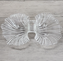 Vintage Clear Glass Double Seashell Footed Candy Dish Bowl - £14.96 GBP