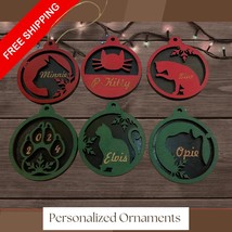 Custom Wooden Cat or Kitten Christmas Holiday Ornament Gift 3d Laser Cut Peronal - £10.01 GBP