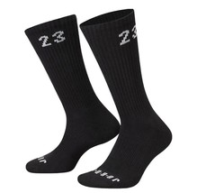 Nike Jordan Essential Crew 3 Pack Men Socks Black DA5718 010 Dri-Fit Sz L8-12 - £18.03 GBP