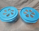 Lot of 2 Rubbermaid Food Containers J3214, 4 Cups, Blue, Floral Lids - $14.24