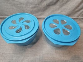 Lot of 2 Rubbermaid Food Containers J3214, 4 Cups, Blue, Floral Lids - £11.25 GBP