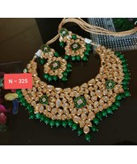 Kundan Jewelry Indian Earrings Necklace Tikka Set New Year Chokar Bridal... - €51,24 EUR