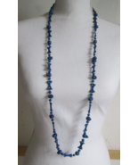 Vintage 20&quot; Royal Blue &quot;Skull &amp; Crossbones&quot; Beaded Mardi Gras Necklace - $7.92