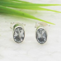 925 Sterling Silver Crystal Earrings Stud Handmade Jewelry Gemstone Earrings - £26.48 GBP