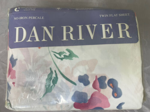 DAN RIVER Vintage Spring Spray Percale Twin Flat Sheet Floral New Old Stock - $23.95