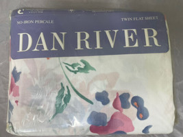 DAN RIVER Vintage Spring Spray Percale Twin Flat Sheet Floral New Old Stock - £18.92 GBP