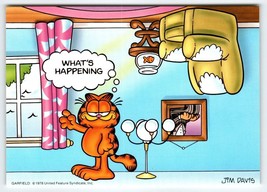 Garfield Cat Postcard What&#39;s Happening Upside Jim Davis Comic Orange Tabby 1978 - £5.99 GBP