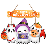 Happy Halloween Ghost Door Decor Hanging Sign Boo Decorations for Hallow... - $393.18 MXN