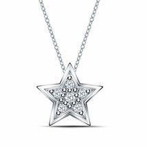 0.05CT Rund Natürlicher Diamant Mini Stern Anhänger Halskette 14K Weiß Vergoldet - £146.41 GBP