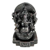 GANESHA STATUE 3.75" Hindu Elephant God Handcrfted Dark Resin India Gane... - $11.66