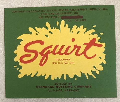 Vtg 40s 50s Mid Century Squirt Citrus Grapefruit Soda Alliance Nebraska ... - $39.59