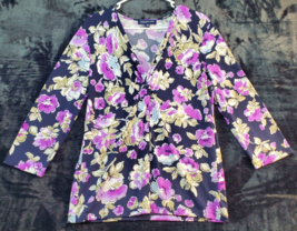 Jones New York Blouse Top Womens XL Multi Floral Polyester Long Sleeve V... - £11.72 GBP