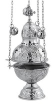Nickel Plated Christian Church Thurible Incense Burner Censer (9394 N) - £57.10 GBP