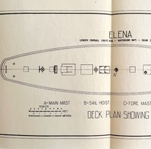 The Elena Deck Plan Drawing King&#39;s Cup 1928 Race To Spain Yachts Nautica... - $646.89 MXN