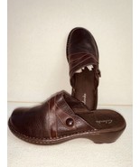 Size 7M Clarks Brown Mule Clogs Slip On Shoes Womens  Leather Upper 80786 - £18.93 GBP